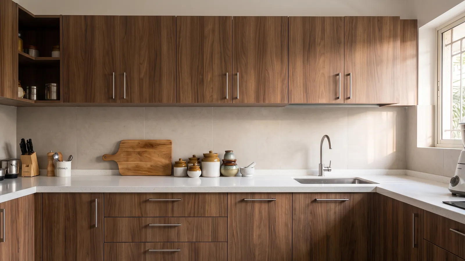 The same room, with walnut matte on the shutters